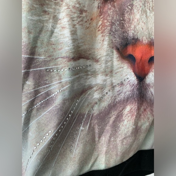 Cat sweater. Size large. Rhinestone whiskers. - Picture 3 of 5